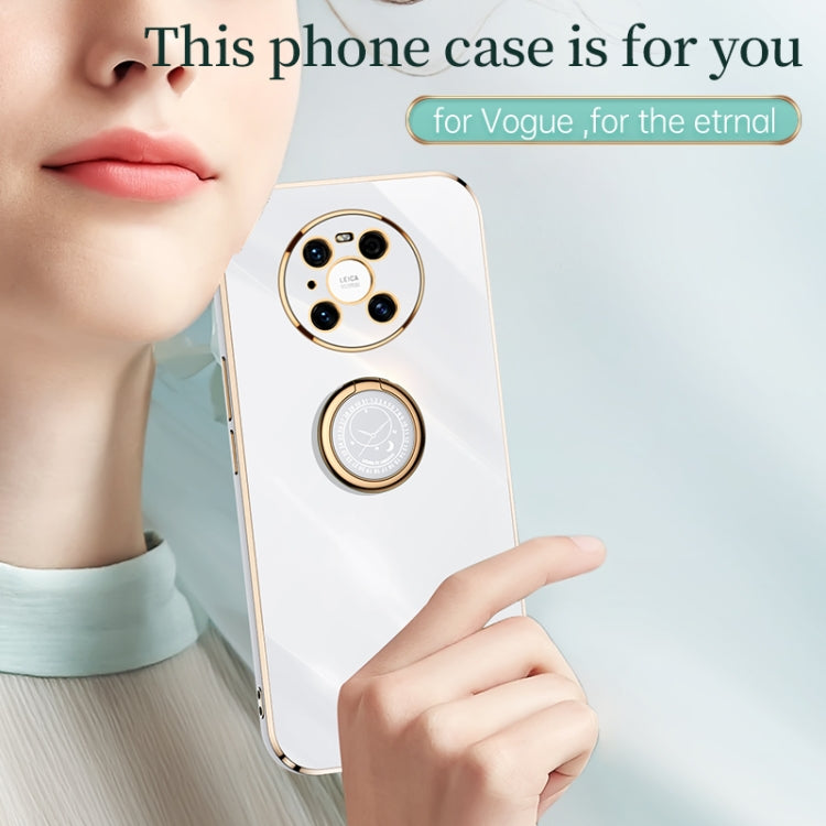 XINLI Straight Edge 6D Electroplate TPU Phone Case with Ring Holder – Ring Holder, TPU, For Huawei Mate 40 Pro, For Huawei nova 6 5G, For Huawei nova 6 SE