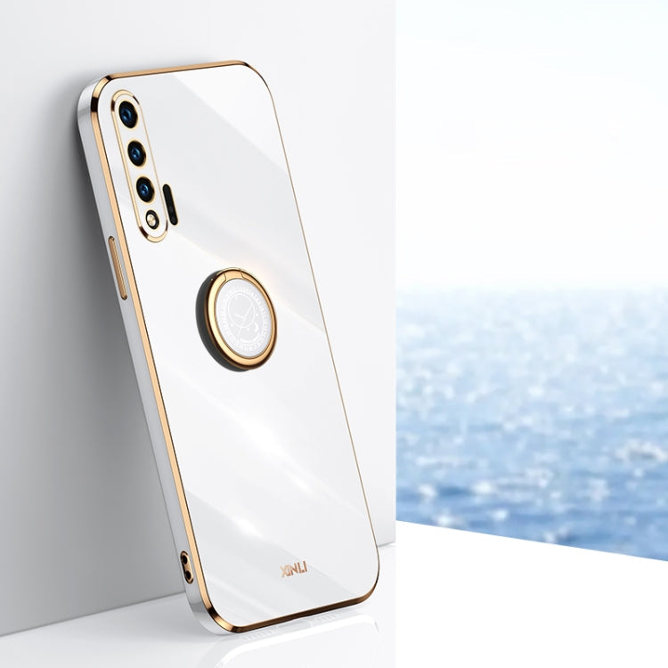 XINLI Straight Edge 6D Electroplate TPU Phone Case with Ring Holder – Ring Holder, TPU, For Huawei Mate 40 Pro, For Huawei nova 6 5G, For Huawei nova 6 SE For Huawei nova 6 5G White