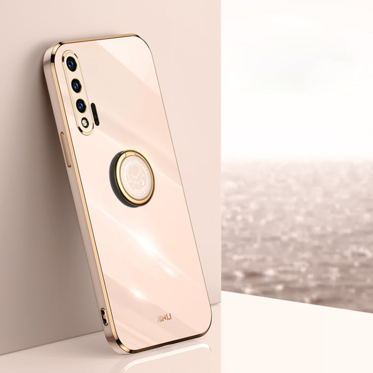 XINLI Straight Edge 6D Electroplate TPU Phone Case with Ring Holder – Ring Holder, TPU, For Huawei Mate 40 Pro, For Huawei nova 6 5G, For Huawei nova 6 SE For Huawei nova 6 5G Pink