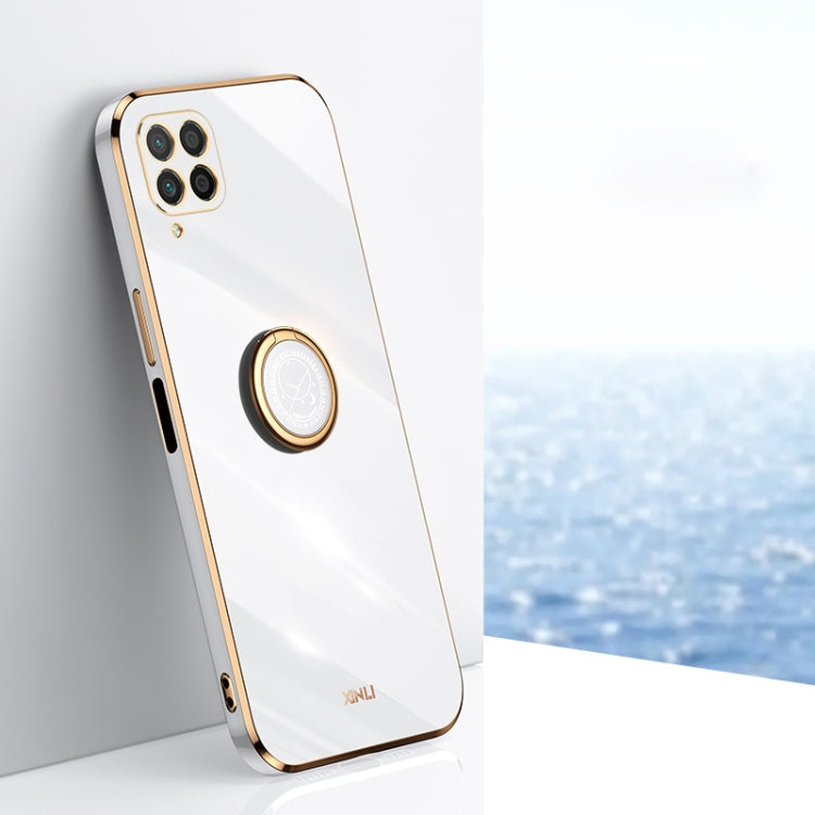 XINLI Straight Edge 6D Electroplate TPU Phone Case with Ring Holder – Ring Holder, TPU, For Huawei Mate 40 Pro, For Huawei nova 6 5G, For Huawei nova 6 SE For Huawei nova 6 SE White