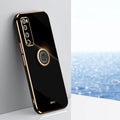 XINLI Straight Edge 6D Electroplate TPU Phone Case with Ring Holder – Ring Holder, TPU, For Huawei nova 7 5G, For Huawei nova 7 Pro 5G, For Huawei nova 7 SE