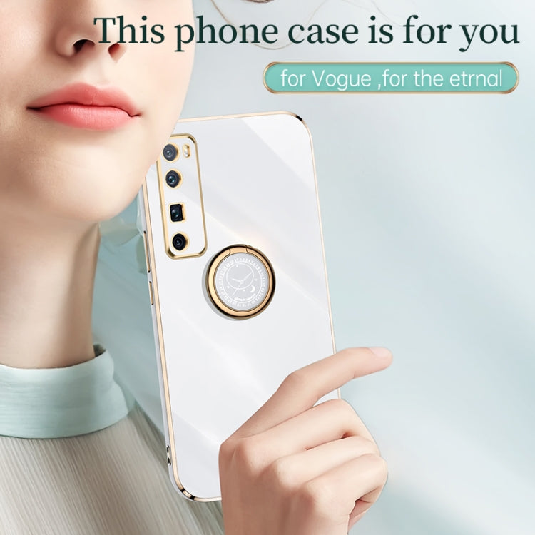 XINLI Straight Edge 6D Electroplate TPU Phone Case with Ring Holder – Ring Holder, TPU, For Huawei nova 7 5G, For Huawei nova 7 Pro 5G, For Huawei nova 7 SE