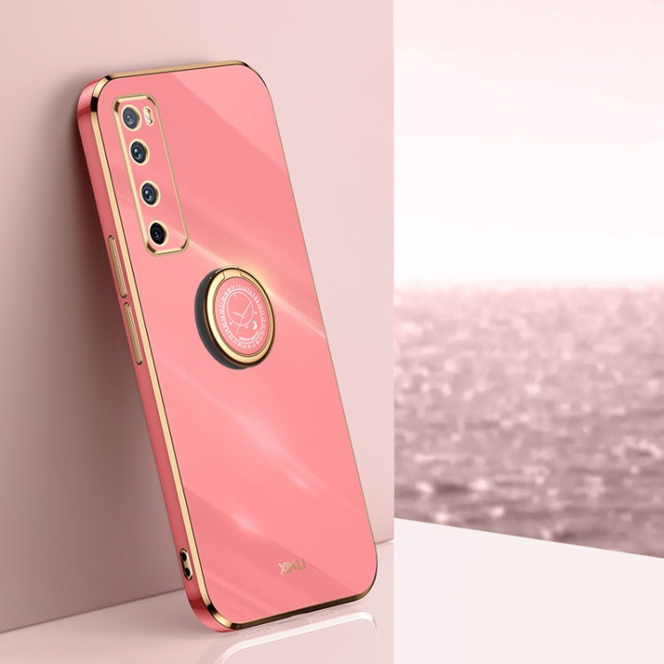 XINLI Straight Edge 6D Electroplate TPU Phone Case with Ring Holder – Ring Holder, TPU, For Huawei nova 7 5G, For Huawei nova 7 Pro 5G, For Huawei nova 7 SE For Huawei nova 7 5G Hawthorn Red