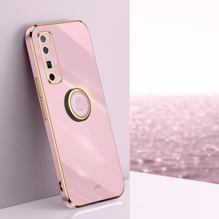 XINLI Straight Edge 6D Electroplate TPU Phone Case with Ring Holder – Ring Holder, TPU, For Huawei nova 7 5G, For Huawei nova 7 Pro 5G, For Huawei nova 7 SE For Huawei nova 7 Pro 5G Cherry Purple