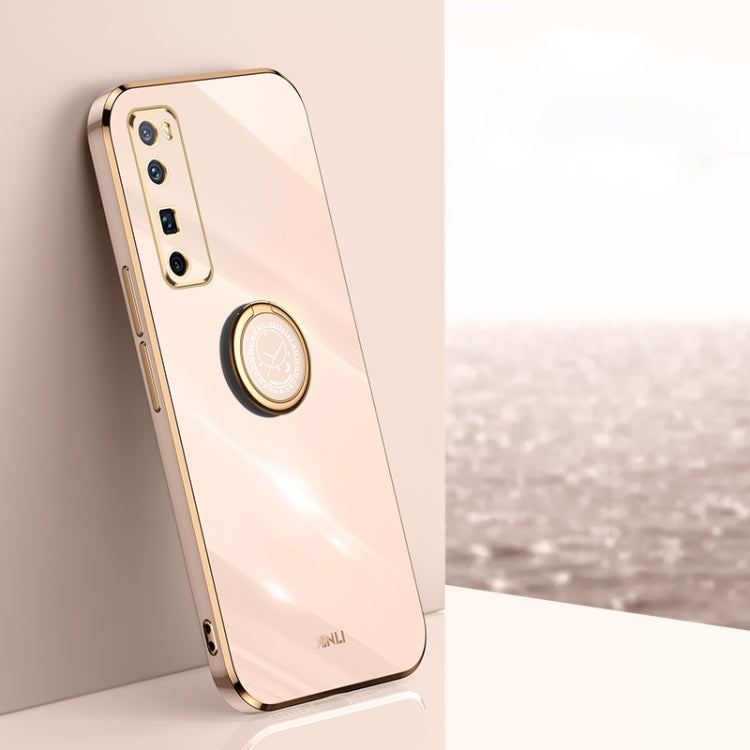XINLI Straight Edge 6D Electroplate TPU Phone Case with Ring Holder – Ring Holder, TPU, For Huawei nova 7 5G, For Huawei nova 7 Pro 5G, For Huawei nova 7 SE For Huawei nova 7 Pro 5G Pink