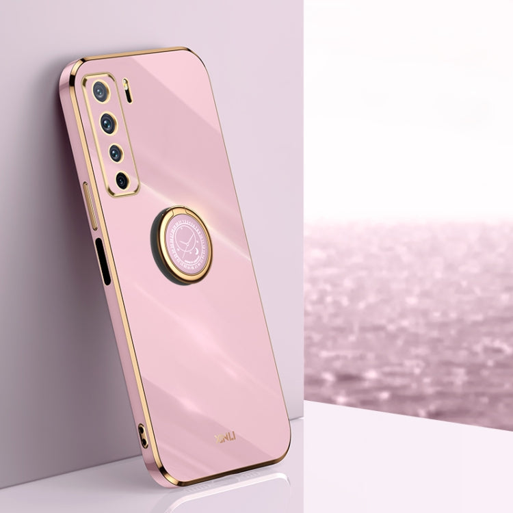 XINLI Straight Edge 6D Electroplate TPU Phone Case with Ring Holder – Ring Holder, TPU, For Huawei nova 7 5G, For Huawei nova 7 Pro 5G, For Huawei nova 7 SE For Huawei nova 7 SE Cherry Purple