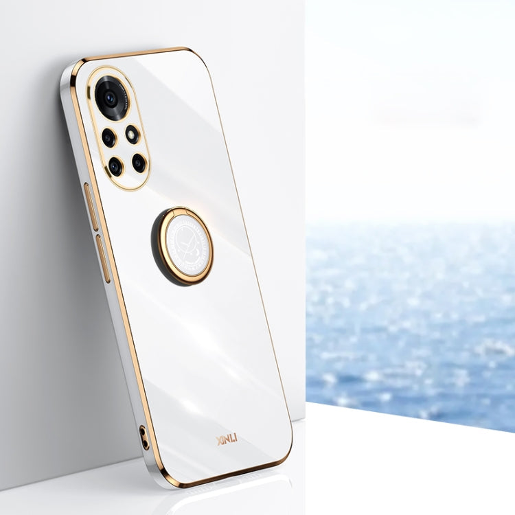 XINLI Straight Edge 6D Electroplate TPU Phone Case with Ring Holder – Ring Holder, TPU, For Huawei nova 8 5G, For Huawei nova 8 Pro 5G, For Huawei nova 8 SE For Huawei nova 8 Pro 5G White