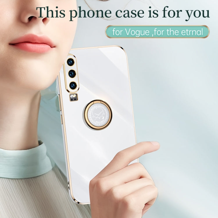 XINLI Straight Edge 6D Electroplate TPU Phone Case with Ring Holder – Ring Holder, TPU, For Huawei P30, For Huawei P30 Pro, For Huawei P30 Lite