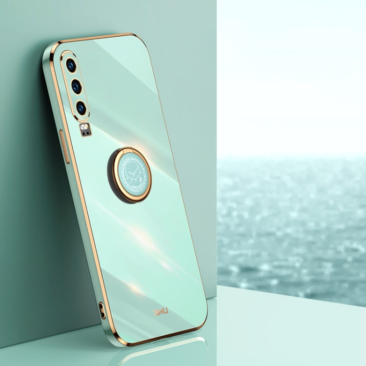 XINLI Straight Edge 6D Electroplate TPU Phone Case with Ring Holder – Ring Holder, TPU, For Huawei P30, For Huawei P30 Pro, For Huawei P30 Lite For Huawei P30 Mint Green