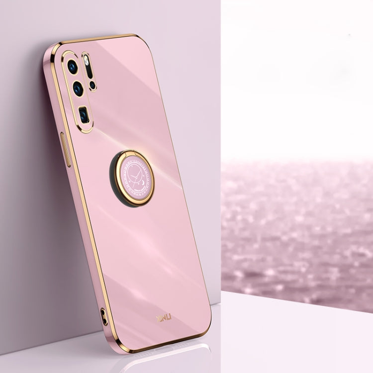 XINLI Straight Edge 6D Electroplate TPU Phone Case with Ring Holder – Ring Holder, TPU, For Huawei P30, For Huawei P30 Pro, For Huawei P30 Lite For Huawei P30 Pro Cherry Purple