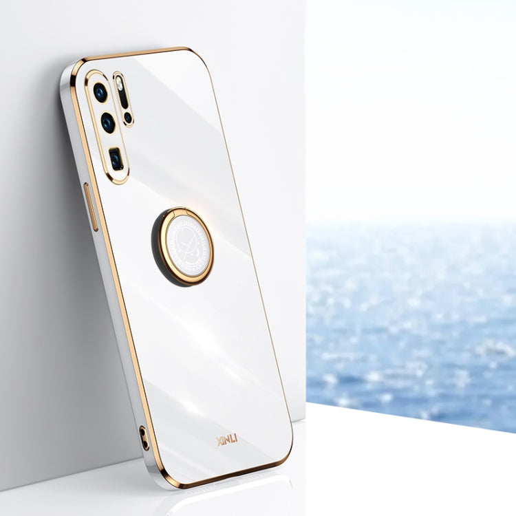 XINLI Straight Edge 6D Electroplate TPU Phone Case with Ring Holder – Ring Holder, TPU, For Huawei P30, For Huawei P30 Pro, For Huawei P30 Lite For Huawei P30 Pro White