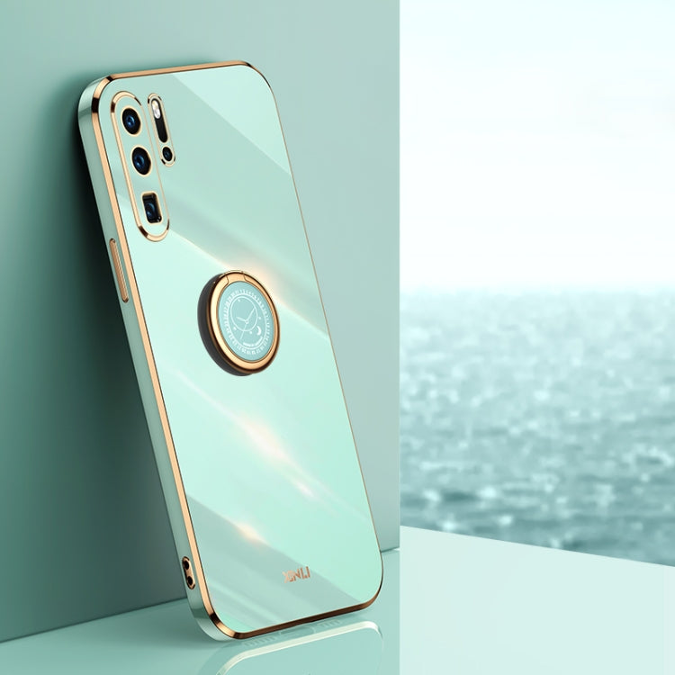 XINLI Straight Edge 6D Electroplate TPU Phone Case with Ring Holder – Ring Holder, TPU, For Huawei P30, For Huawei P30 Pro, For Huawei P30 Lite For Huawei P30 Pro Mint Green