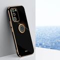 XINLI Straight Edge 6D Electroplate TPU Phone Case with Ring Holder – Ring Holder, TPU, For Huawei P40, For Huawei P40 Pro, For Honor 20