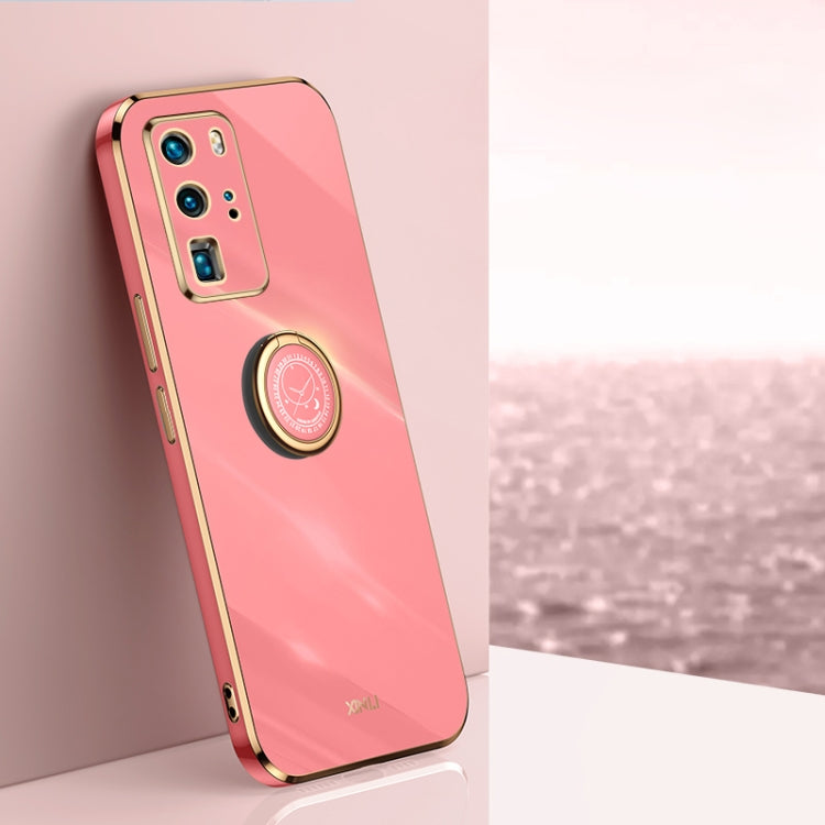 XINLI Straight Edge 6D Electroplate TPU Phone Case with Ring Holder – Ring Holder, TPU, For Huawei P40, For Huawei P40 Pro, For Honor 20 For Huawei P40 Pro Hawthorn Red