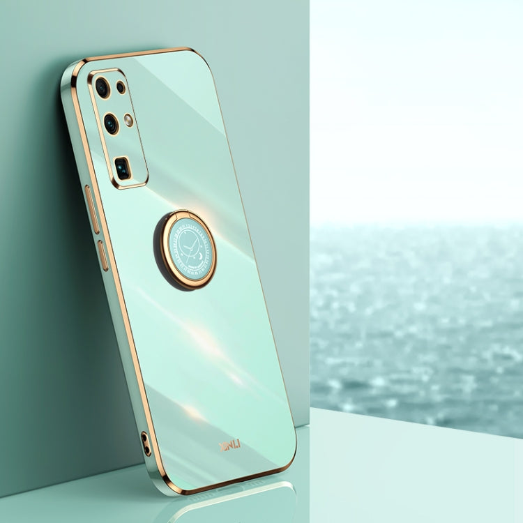 XINLI Straight Edge 6D Electroplate TPU Phone Case with Ring Holder – Ring Holder, TPU, For Honor 20 Pro, For Honor 20 Lite, For Honor 30 For Honor 30 Mint Green