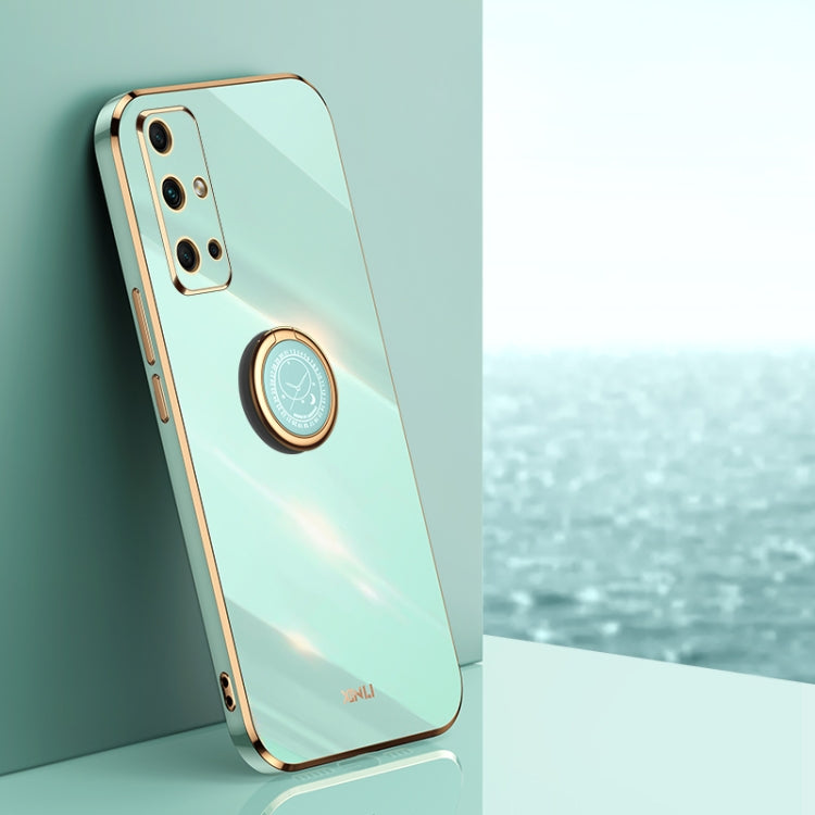 XINLI Straight Edge 6D Electroplate TPU Phone Case with Ring Holder – Ring Holder, TPU, For Honor 30 Pro, For Honor 30S, For Honor 30 Youth For Honor 30S Mint Green