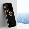 XINLI Straight Edge 6D Electroplate TPU Phone Case with Ring Holder – Ring Holder, TPU, For Honor 50, For Honor 50 SE, For Honor Play 3