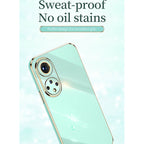 XINLI Straight Edge 6D Electroplate TPU Phone Case with Ring Holder – Ring Holder, TPU, For Honor 50, For Honor 50 SE, For Honor Play 3