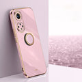 XINLI Straight Edge 6D Electroplate TPU Phone Case with Ring Holder – Ring Holder, TPU, For Honor 50 Pro