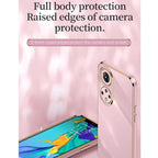 XINLI Straight Edge 6D Electroplate TPU Phone Case with Ring Holder – Ring Holder, TPU, For Honor 50 Pro