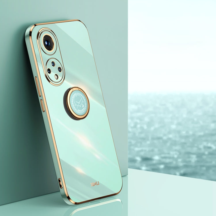 XINLI Straight Edge 6D Electroplate TPU Phone Case with Ring Holder – Ring Holder, TPU, For Honor 50 Pro For Honor 50 Pro Mint Green