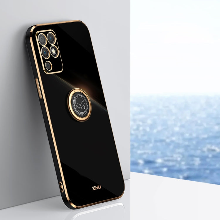 XINLI Straight Edge 6D Electroplate TPU Phone Case with Ring Holder – Ring Holder, TPU, For Honor Play 5T Youth, For Honor V40 5G, For Honor X10 5G