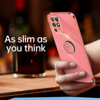 XINLI Straight Edge 6D Electroplate TPU Phone Case with Ring Holder – Ring Holder, TPU, For Honor Play 5T Youth, For Honor V40 5G, For Honor X10 5G