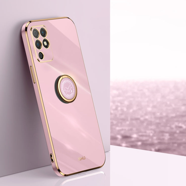 XINLI Straight Edge 6D Electroplate TPU Phone Case with Ring Holder – Ring Holder, TPU, For Honor Play 5T Youth, For Honor V40 5G, For Honor X10 5G For Honor Play 5T Youth Cherry Purple