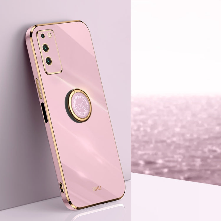 XINLI Straight Edge 6D Electroplate TPU Phone Case with Ring Holder – Ring Holder, TPU, For Honor Play 5T Youth, For Honor V40 5G, For Honor X10 5G For Honor X10 5G Cherry Purple
