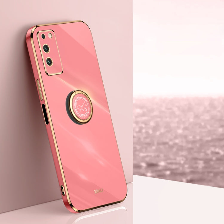 XINLI Straight Edge 6D Electroplate TPU Phone Case with Ring Holder – Ring Holder, TPU, For Honor Play 5T Youth, For Honor V40 5G, For Honor X10 5G For Honor X10 5G Hawthorn Red