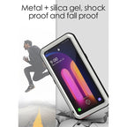 LOVE MEI Metal Shockproof Waterproof Dustproof Protective Case with Glass – Shockproof, Waterproof, For LG V60 ThinQ 5G