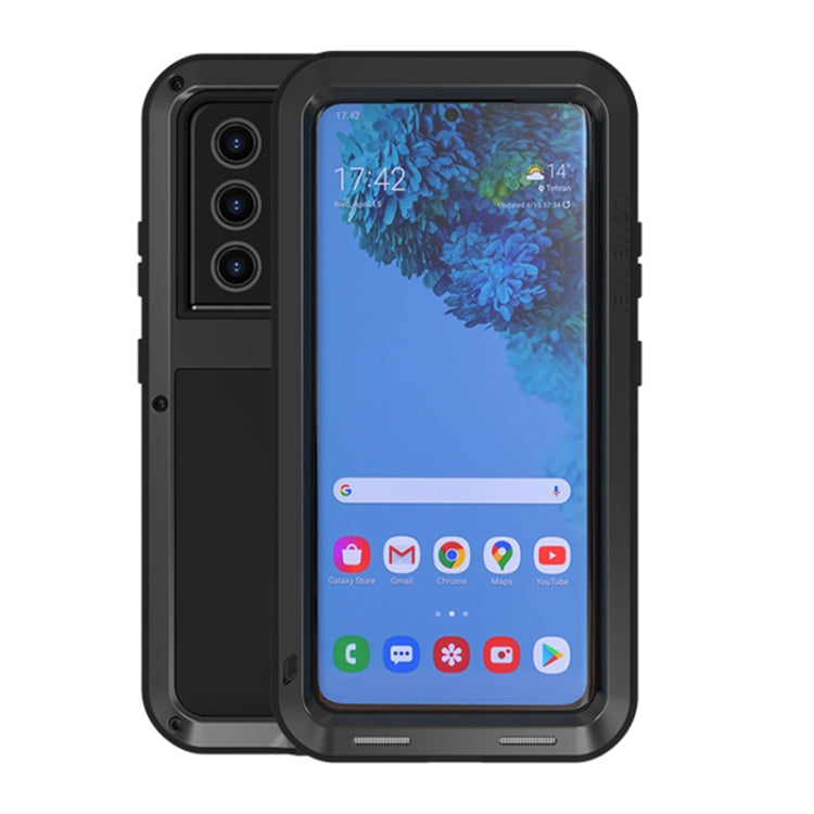 LOVE MEI Metal Shockproof Waterproof Dustproof Protective Case without Glass, For Samsung Galaxy S21 Ultra 5G For Samsung Galaxy S21 Ultra 5G Black