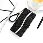 Glitter Powder Horizontal Flip Leather Case with Card Slots & Holder & Lanyard, For Samsung Galaxy A03s(EU Version) For Samsung Galaxy A03s(EU Version) Black