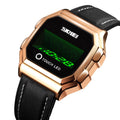 SKMEI 1650 Leather Strap Version LED Digital Display Electronic Watch with Touch Luminous Button, Leather Strap Version Leather Strap Version Rose Gold