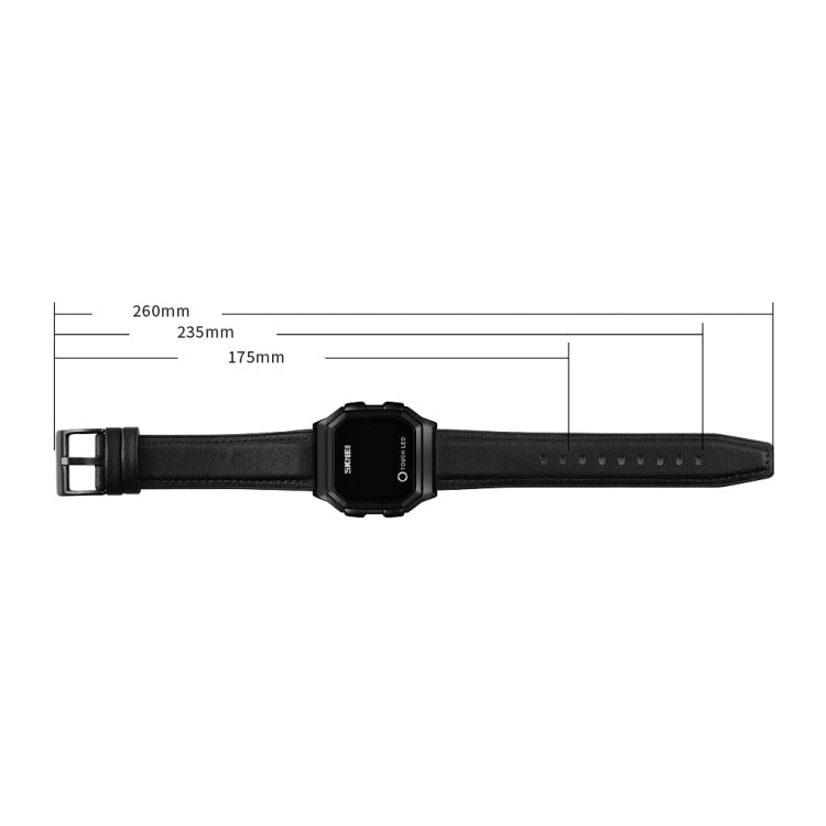 SKMEI 1650 Leather Strap Version LED Digital Display Electronic Watch with Touch Luminous Button, Leather Strap Version