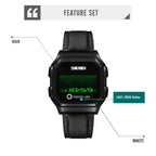 SKMEI 1650 Leather Strap Version LED Digital Display Electronic Watch with Touch Luminous Button, Leather Strap Version
