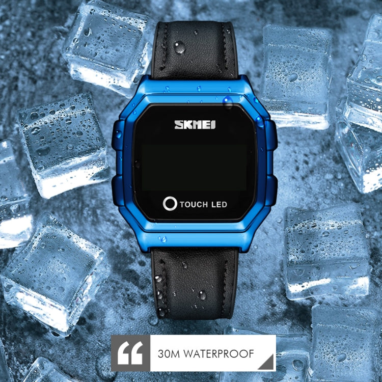 SKMEI 1650 Leather Strap Version LED Digital Display Electronic Watch with Touch Luminous Button, Leather Strap Version