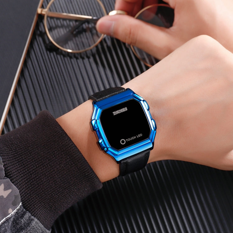 SKMEI 1650 Leather Strap Version LED Digital Display Electronic Watch with Touch Luminous Button, Leather Strap Version