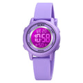 SKMEI 1721 Triplicate Round Dial LED Digital Display Luminous Silicone Strap Electronic Watch Purple