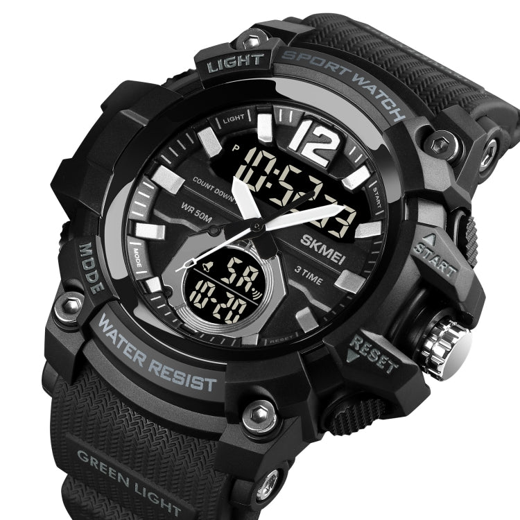 SKMEI 1725 Three Time LED Digital Display Timing Luminous Electronic Watch Black