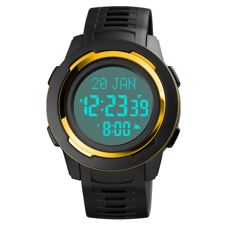 Watch – 1729 Qibla Calendar Timing Multifunctional LED Digital Display Luminous... Gold and White