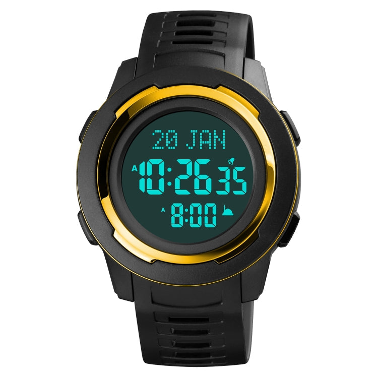 Watch – 1729 Qibla Calendar Timing Multifunctional LED Digital Display Luminous... Gold and Black