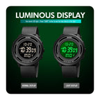 Watch – 1736 Triplicate Round Dial Timing LED Digital Display Luminous...