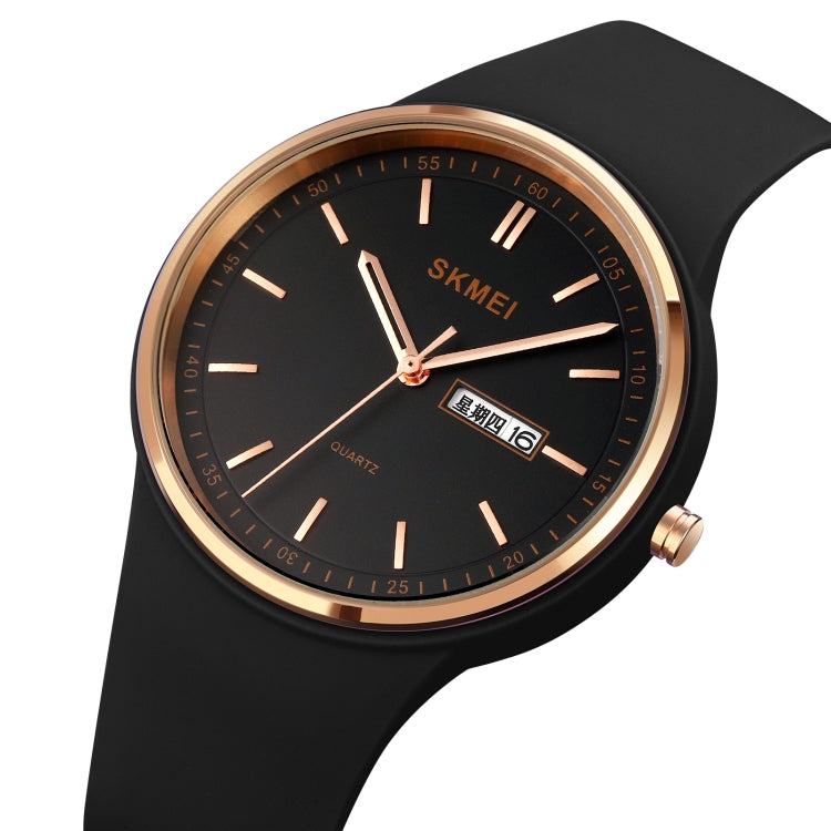 SKMEI 1747 Simple Bar scale Dial Silicone Strap Quartz Watch for Ladies Black