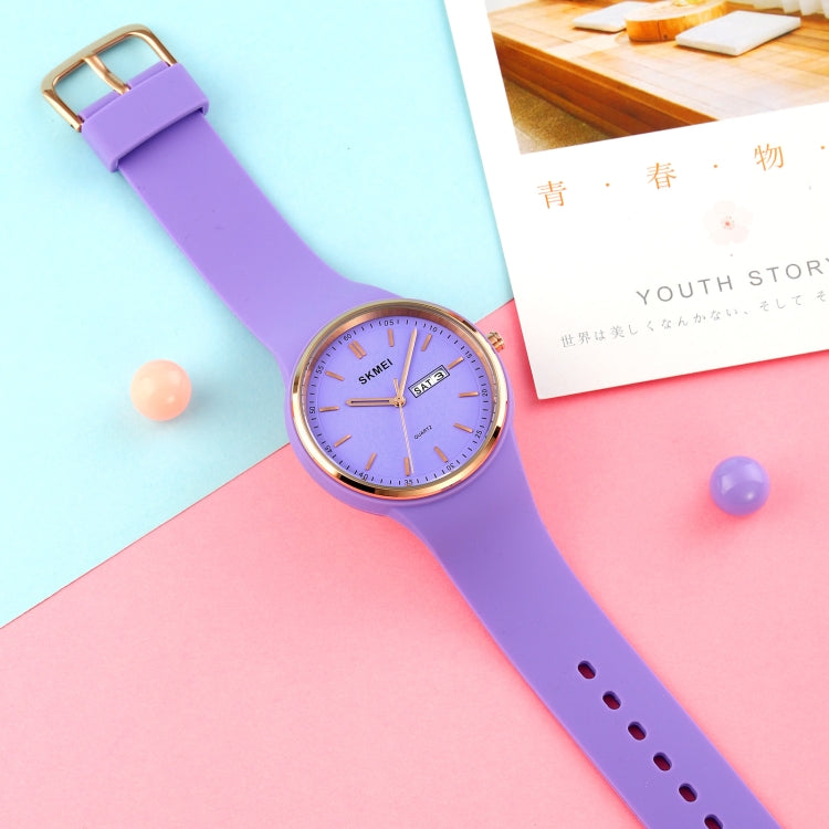 SKMEI 1747 Simple Bar scale Dial Silicone Strap Quartz Watch for Ladies