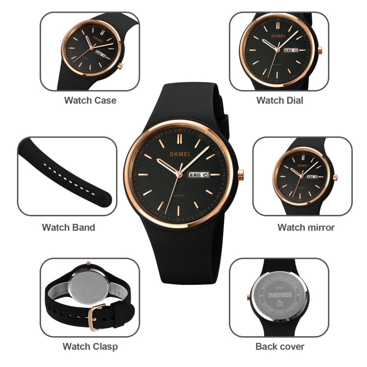 SKMEI 1747 Simple Bar scale Dial Silicone Strap Quartz Watch for Ladies