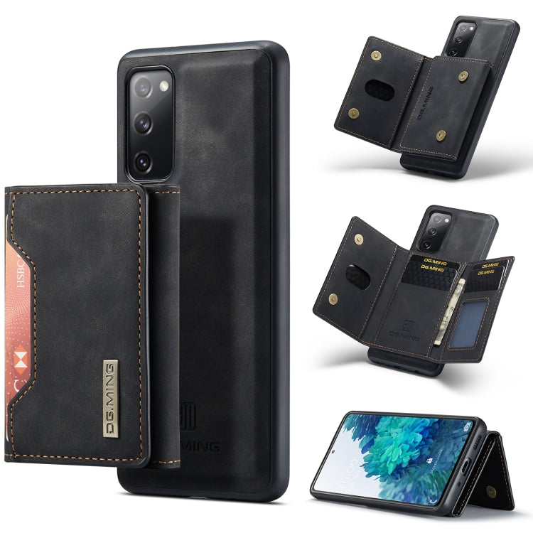 DG.MING M2 Series 3-Fold Multi Card Bag + Magnetic Back Cover Shockproof Case with Wallet & Holder Function – Shockproof, Magnetic, Card Slot, For Samsung Galaxy A52 5G / 4G, For Samsung Galaxy Note20, For Samsung Galaxy S20 FE For Samsung Galaxy S20 FE Black
