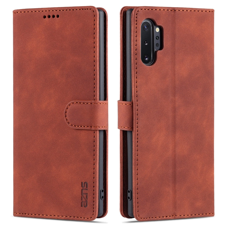 AZNS Skin Feel Calf Texture Horizontal Flip Leather Case with Card Slots & Holder & Wallet – Card Slot, Flip, Leather, For Samsung Galaxy M62 / F62, For Samsung Galaxy Note10+, For Samsung Galaxy Note20, For Samsung Galaxy Note20 Ultra For Samsung Galaxy Note10+ Brown
