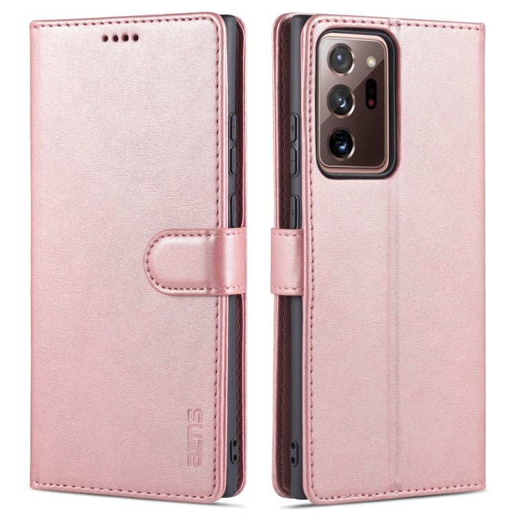 AZNS Skin Feel Calf Texture Horizontal Flip Leather Case with Card Slots & Holder & Wallet – Card Slot, Flip, Leather, For Samsung Galaxy M62 / F62, For Samsung Galaxy Note10+, For Samsung Galaxy Note20, For Samsung Galaxy Note20 Ultra For Samsung Galaxy Note20 Rose Gold