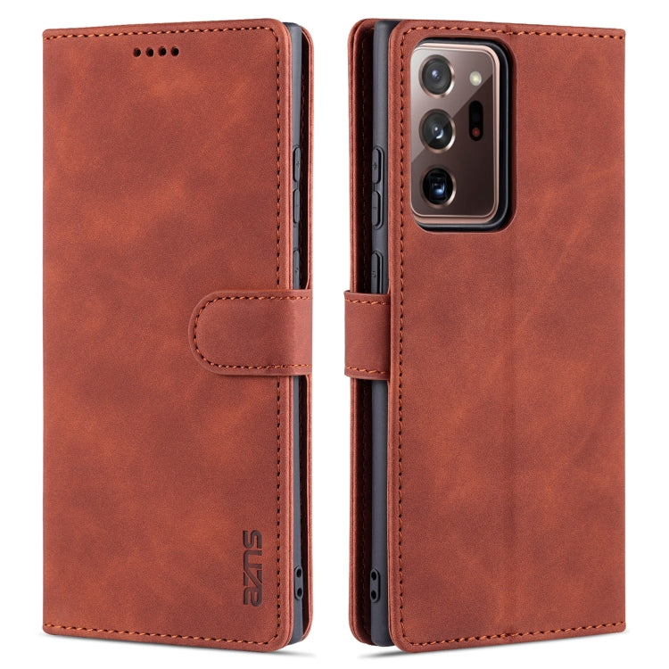 AZNS Skin Feel Calf Texture Horizontal Flip Leather Case with Card Slots & Holder & Wallet – Card Slot, Flip, Leather, For Samsung Galaxy M62 / F62, For Samsung Galaxy Note10+, For Samsung Galaxy Note20, For Samsung Galaxy Note20 Ultra For Samsung Galaxy Note20 Ultra Brown